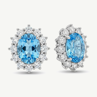 Orecchini Fabiani con topazio azzurro e zirconi in oro bianco 9kt