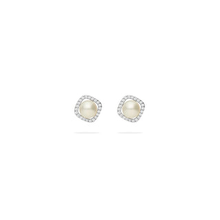 Orecchini Fabiani in oro bianco 9Kt con perla e zirconi - Fabiani Gioiellerie
