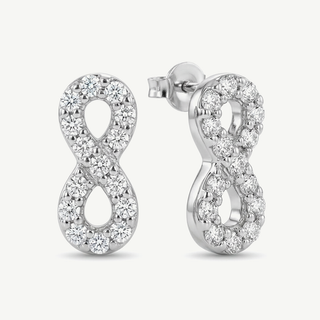 Orecchini Fabiani infinito con zirconi in oro bianco 9kt