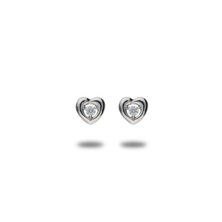 Orecchini Fabiani cuore in oro bianco 9Kt con zircone