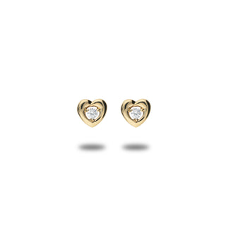 Fabiani heart earrings in 9Kt yellow gold with zircon