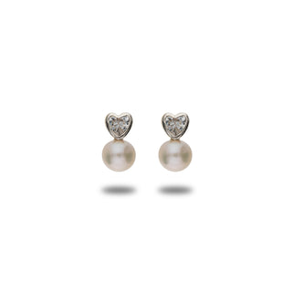 Orecchini Fabiani in oro bianco 9Kt con perle e zirconi