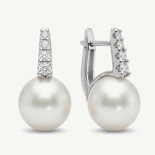 Orecchini Fabiani con perla e diamanti in oro bianco 18kt