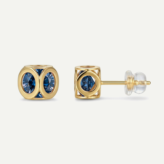 Orecchini Fabiani in oro 9kt con cubo e pietre blu