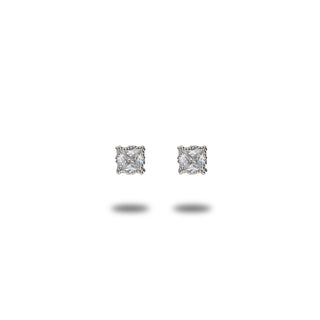 Fabiani square earrings with white stone in 9Kt white gold
