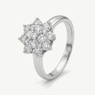 Anello Fabiani margherita con diamanti in oro bianco 18kt