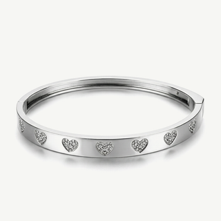 Bracciale rigido Fabiani in argento 925 con cuori e zirconi