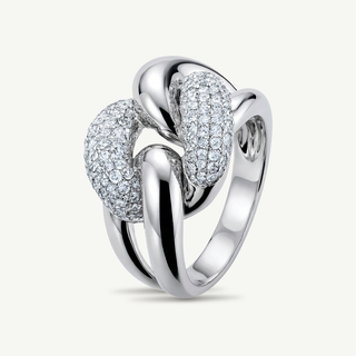 Anello Fabiani intreccio in argento 925 con zirconi