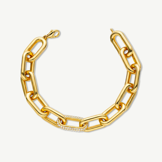 Bracciale Fabiani in argento 925 dorato maglia grumetta con dettaglio pavé