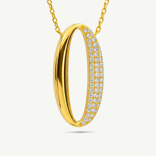 Collana Fabiani in argento 925 dorato con pendente ovale pavé