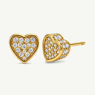 Orecchini cuore Fabiani in argento 925 dorato con pavé di zirconi