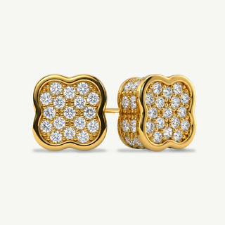 Orecchini Fabiani quadrifoglio in argento 925 dorato con pavé di zirconi