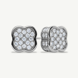 Orecchini Fabiani quadrifoglio in argento 925 rodiato con pavé di zirconi