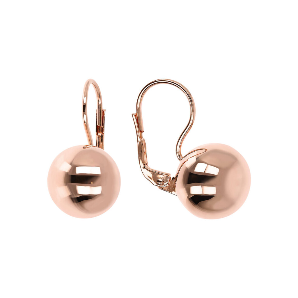 Orecchino a perno oro lucido con smaltatura centrale fuxia 15x12mm, una Orecchino a perno oro lucido con smaltatura centrale fuxia 15x12mm, una