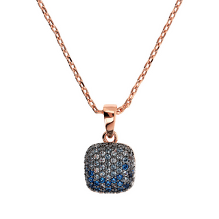 Collana Catena Rolo con Pendente Quadrato Pavé in Cubic Zirconia