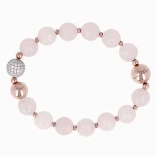 Bracciale con Sfere in Pietra Naturale ed Elemento Pavé in Cubic Zirconia