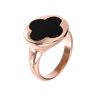 Cocktail Ring with Four Leaf Clover in Natural Stone