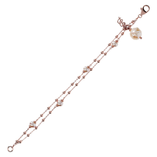 Bracciale Rosario Multifilo con Perle Rosa d'Acqua Dolce Ø 6/12 mm