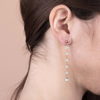 Rosary Pendant Thread Earrings with Natural Stones
