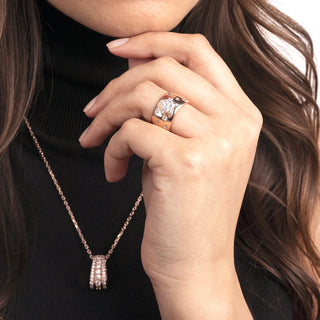 Collana Catena Forzatina con Pendente Pavé Triplo Filo in Cubic Zirconia - Fabiani Gioiellerie