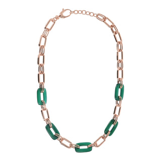 Collana Maglia Forzatina Spessa con Dettagli in Pietra Naturale - Fabiani Gioiellerie