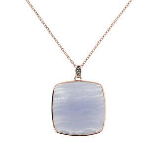 Collana con Pendente Quadrato in Pietra Naturale e Contro Maglia Pavé - Fabiani Gioiellerie