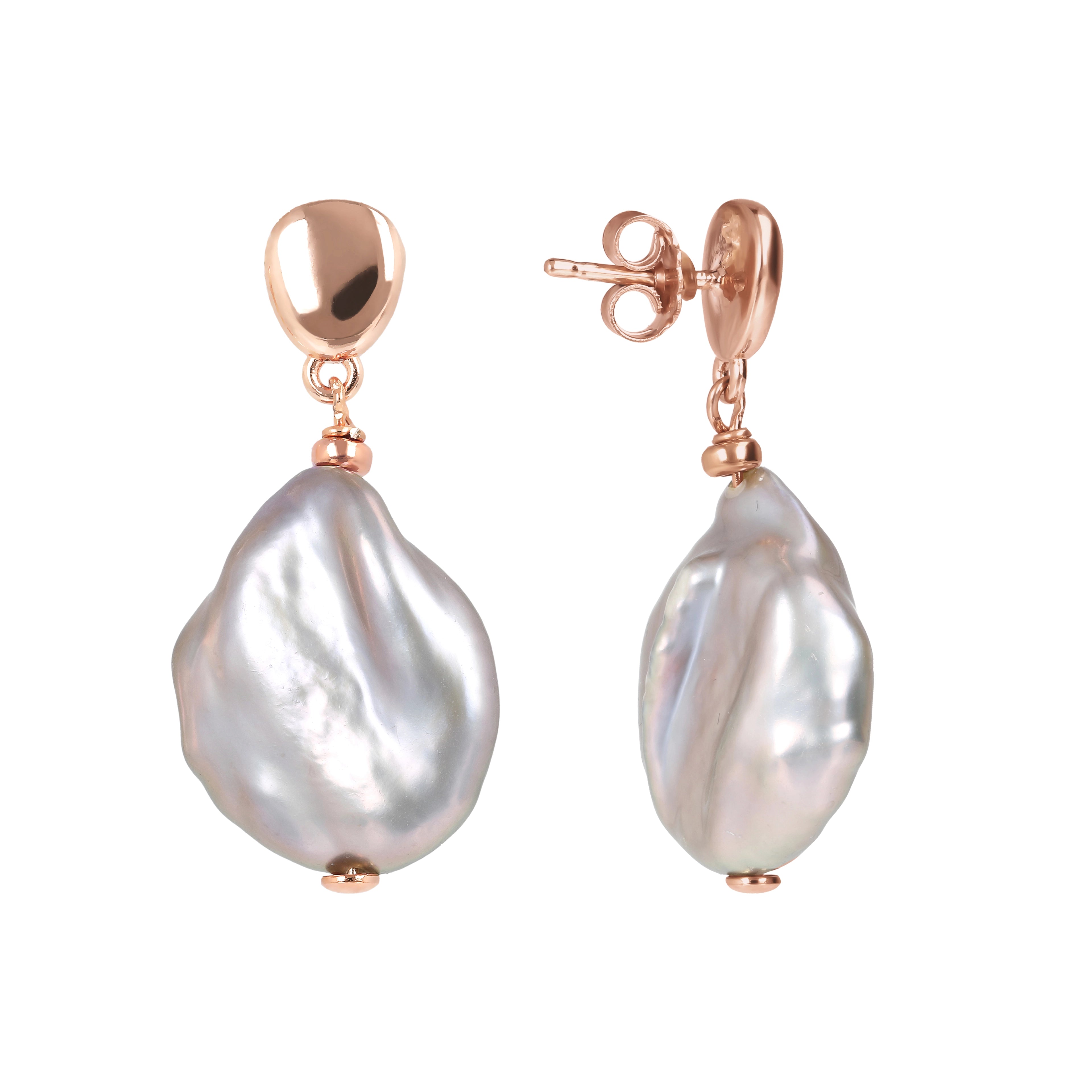 Orecchini in bronzo al lobo perla barocca naturale e come pendente ciondolo a forma di gabbia | Federica Rossi Jewels Orecchini in bronzo al lobo perla barocca naturale e come pendente ciondolo a forma di gabbia | Federica Rossi Jewels