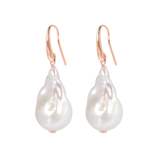 Orecchini Pendenti a Goccia con Perle Barocche d'Acqua Dolce Bianche Ø 13 mm
