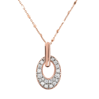 Collana Catena a Cubetti con Pendente Ovale Pav? in Cubic Zirconia