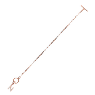 Bracciale Catena Forzatina con Pendente Lettera Pavé in Cubic Zirconia
