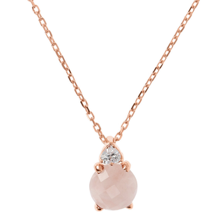 Collana con Pendente in Pietra Naturale e Cuore in Cubic Zirconia
