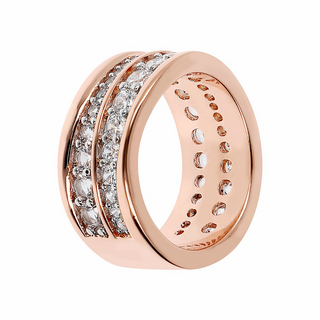 Anello a Fascia con Doppia Onda in Cubic Zirconia