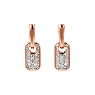 Orecchini Pendenti con Elemento Rettangolare Pavé in Cubic Zirconia