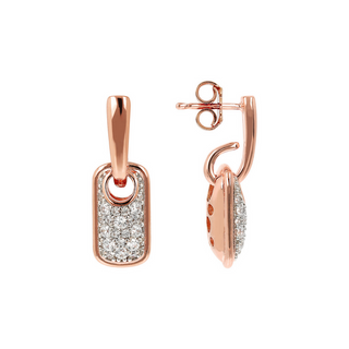 Orecchini Pendenti con Elemento Rettangolare Pavé in Cubic Zirconia