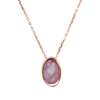 Forzatina Chain Necklace with Faceted Oval Natural Stone Pendant