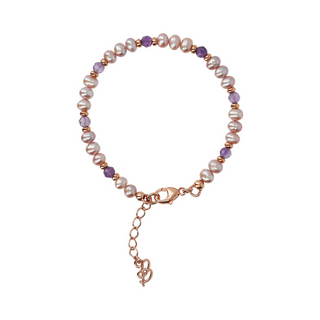 Bracelet with Natural Stones and Freshwater Pearls Ø 4/5 mm