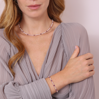 Bracelet with Natural Stones and Freshwater Pearls Ø 4/5 mm