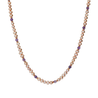 Collana Girocollo con Pietre Naturali e Perle d'Acqua Dolce Ø 4/5 mm