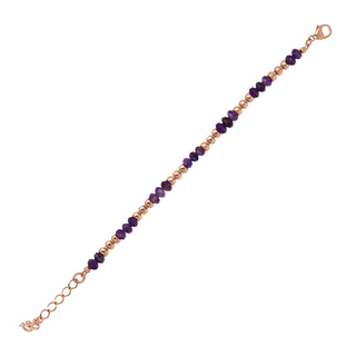 Bracelet with Faceted Natural Stones and Golden Rosé Rondelles