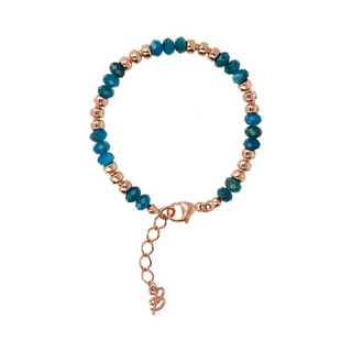 Bracelet with Faceted Natural Stones and Golden Rosé Rondelles