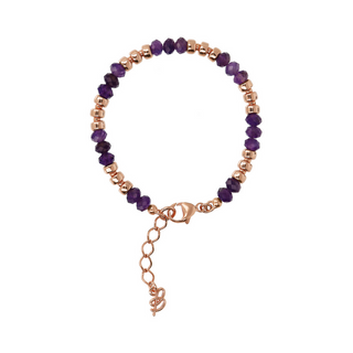 Bracelet with Faceted Natural Stones and Golden Rosé Rondelles