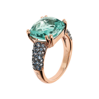 Cocktail Ring with Square Gem Prism and Pavé