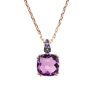 Square Gem Prism and Pavé Rolo Chain Necklace