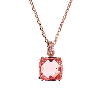 Square Gem Prism and Pavé Rolo Chain Necklace