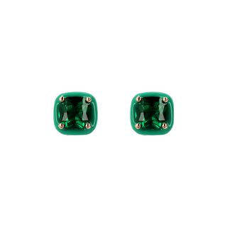 Enamel Square Prism Gem Stud Earrings
