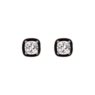 Enamel Square Prism Gem Stud Earrings