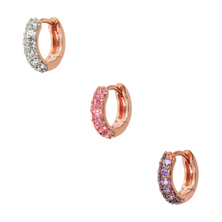 Cubic Zirconia Pavé Hoop Earrings Set