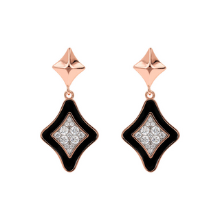 Double Etoile Enamel Drop Earrings with Cubic Zirconia Pavé
