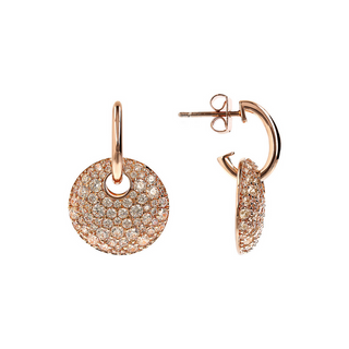 Pendant Earrings with Pierced Round and Pavé in Cubic Zirconia