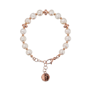 Bracciale con Rondelle ?toile e Perle Cerchiate d'Acqua Dolce Bianche ? 8.5/9.5 mm